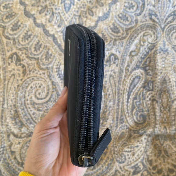 PRADA Logo Plate Long Wallet Tessuto Nylon Saffiano Leather Auth w/Card - Picture 4 of 17